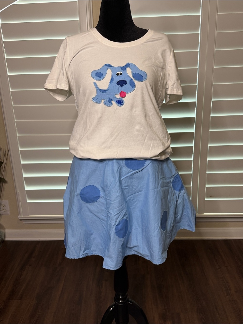Handmade Women’s Blue’s Clues costume- Large cotton shirt, skirt fits 10-12